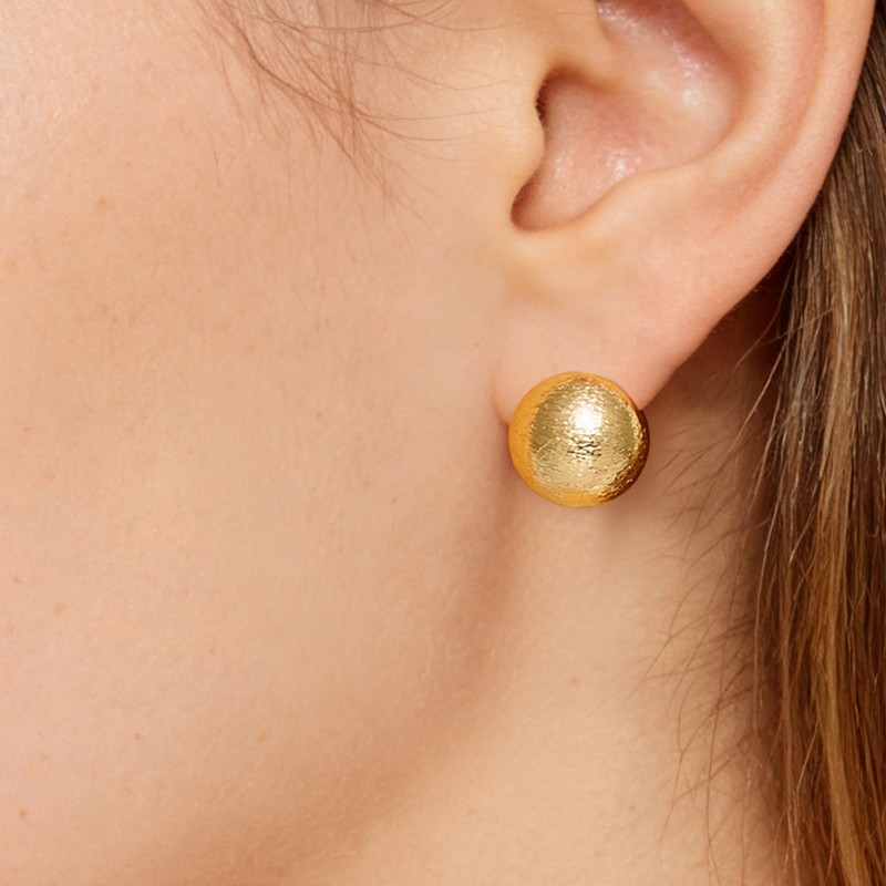 Matte Dome Stud Earrings for Women, Half Ball Button Earrings
