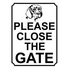 SHAWPRINT PLEASE CLOSE THE GATE METAL DOG THEME SIGN 150MM X 115MM (394H1S)
