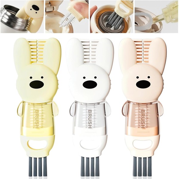 Set of 3 Cup Lids Cleaning Brush Multifunctional Rabbit Shape