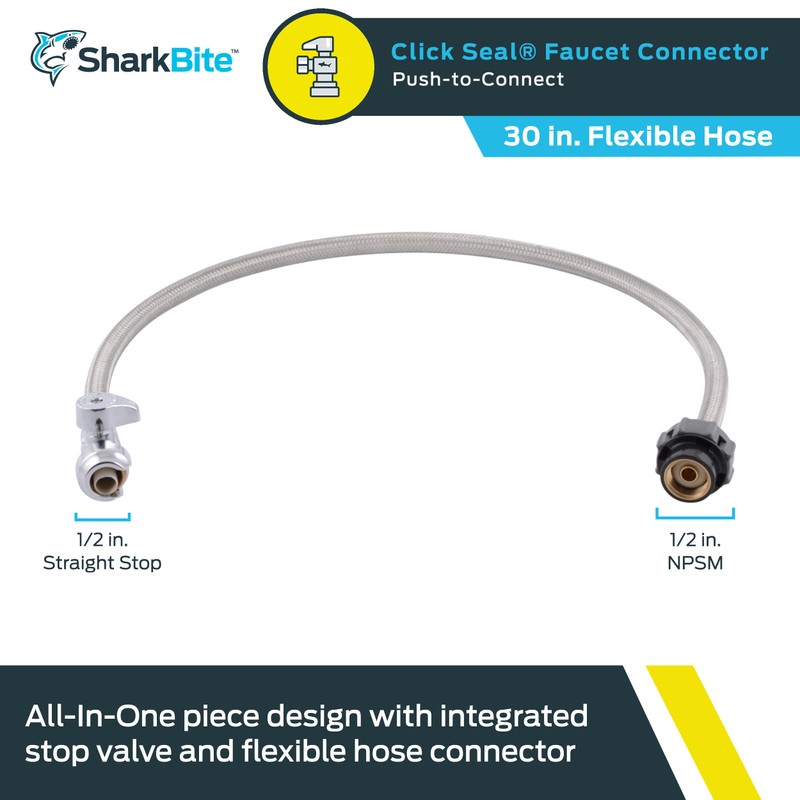 SharkBite 1/2 Inch Straight Stop x 1/2 Inch NPSM Click