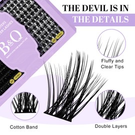 Lash Clusters 208 PCS Cluster Lashes Individual Lashes B37+B28 Eyelash Extensions 10-18mm DIY Lash Extensions D Curl Volume Wispy Soft Comfortable Band False Lashes (D-10-18MIX,B37+B28)
