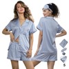 WJing Yi Jia 5Pcs Womens Soft Satin Pajama Set XS-4XL