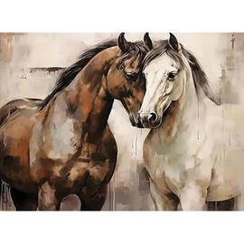 MOMDEDP Diamond Art Kits for Adults, Horse Diamond Painting Kits for Adults Beginners, DIY 5D Horse Diamond Painting with Round Gem Art Kits for Adults for Gift Home Wall Decor 12x16 Inch