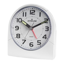 Atrium Klassischer Wecker Analog Quarz ohne Ticken mit Licht und Snooze Leuchtzeiger weiß A218-0