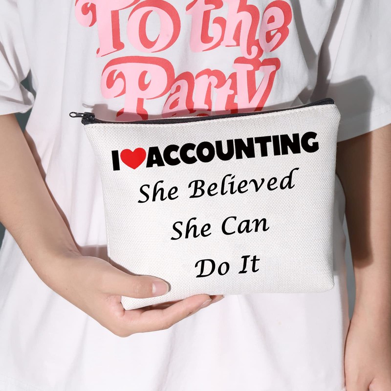 LEVLO Accountant Cosmetic Make Up Bag Accounting Gift She Believed