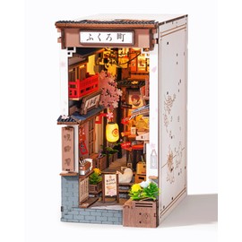 Rolife Book Nook Kit Sakura Wine Alley, 3D Wooden Puzzle Booknook for Bookshelf Decor, Japanese-Inspired Sakura Theme Creative DIY Miniature Dollhouse Kit, Crafts Gifts for Adults, Teens & Book Lovers