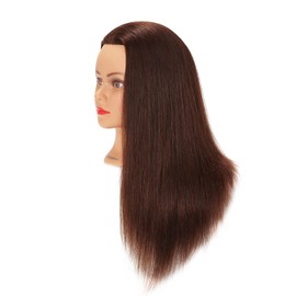 Mannequin Head 20"-22" 100% Human Hair Hairdresser Training Head Mannequin Doll Head Cosmetology Manikin Training Head Hair for Practice Cutting Braiding with Free Clamp Holder 92022W2714