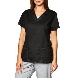 Dickies Women's V-Neck Top, Black, X-Small
