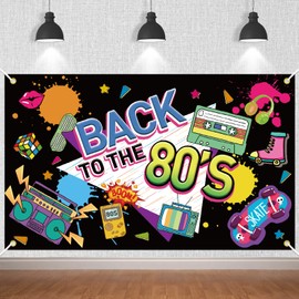 TOPJOWGA Back to the 80s Banner, 80s Party Decorations, 80s Party Banner Background, 80s Retro Hip Hop Decoration, 1980s Disco Party Background Birthday Decoration