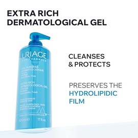 URIAGE Gel de ducha dermatolgico extra rico para piel sensible I Mantiene el film hidrolipdico de la piel. Limpiador corporal espumoso y fresco I...  
