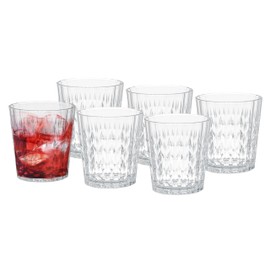KLIFA- OGDEN- Set of 6, Acrylic Tumbler Drinking Glasses, BPA-Free, Stackable Plastic Drinkware, Dishwasher Safe Cups, Clear, 14.2 oz