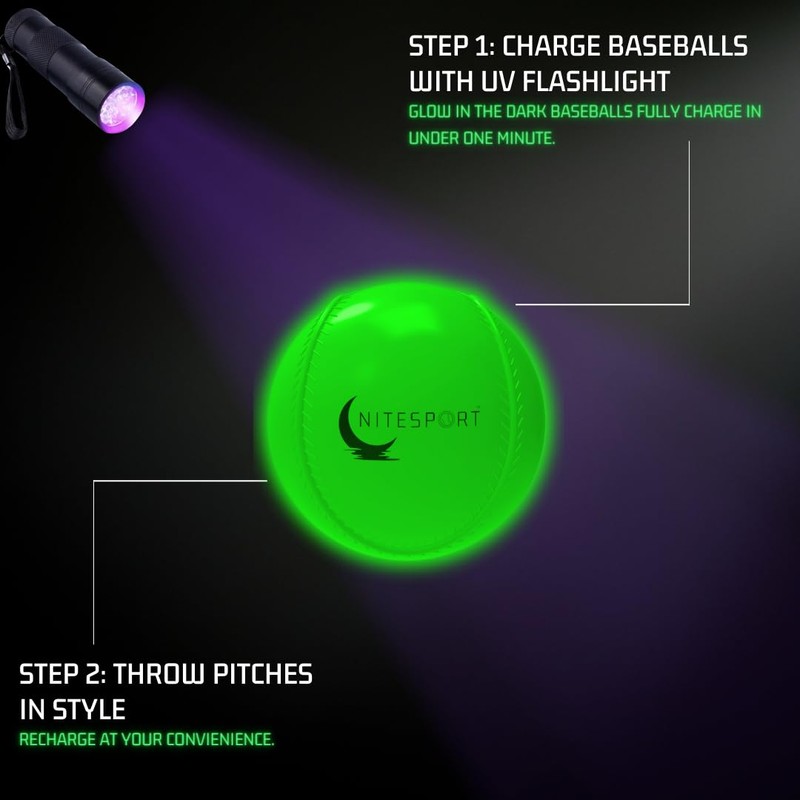 NiteSport Glow in The Dark Plastic Baseball Set 6 Pack