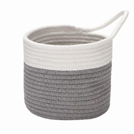 Pack Hanging Baskets Cotton Rope Small Woven Storage Basket 6.7 Inch Hanging Bag for Bike, Fabric Planter, Pot, Wall, Organizer Door for Keys, Wallets, Sunglasses