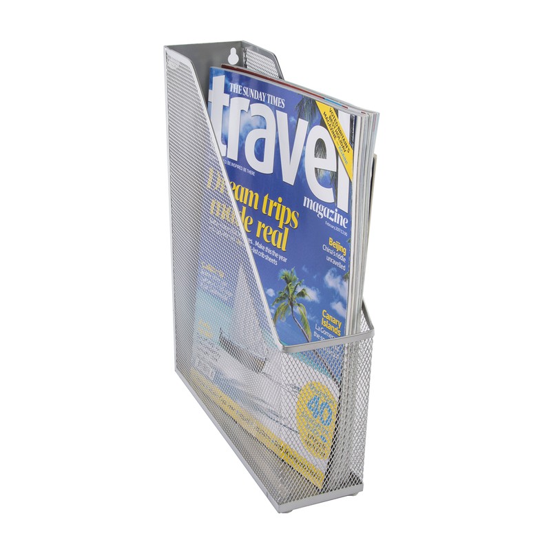 OSCO Mesh Magazine Rack - Silver,24.9 x 7.3 x 31
