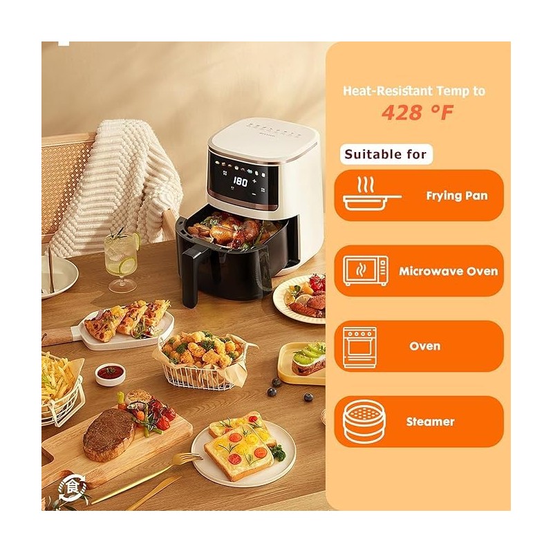 200-Piece Air Fryer Papers – Non-Stick Disposable Rectangular Parchment Paper