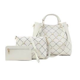 FANDARE Fashion Women's Handbags 3-Piece Set Bucket Bag Waterproof Shoulder Bags Shoulder Bags Handbag PU Leather Messenger Bag for Travel Shopping Work, White (white A), Handbags