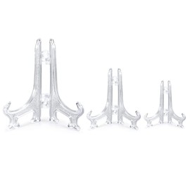 12 Pack 3 Size Clear Plastic Easels or Stand, BetterJonny Decorative Plates Stand Clear Display Holders for Displaying Pictures, Photo Frames, Greeting Cards and Tabletop Artworks（4, 6, 8 inche）