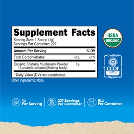 Nutricost Nutricost Organic Shiitake Mushroom Powder 8oz - 100% Organic Certified, Gluten Free, Non-GMO
