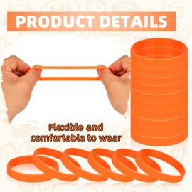 Rubber Bracelets Silicone Wristbands Unisex 50 Count, Silicone Rubber Bracelets, Stretch Wrist Band Bulk for Event-Orange