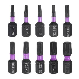 HARFINGTON 10pcs T7-T40 Torx Screwdriver Bit 1/4" Hex Shank 25mm/1" Length Magnetic Star 6 Point Head Hex Bits S2 Steel Screw Driver Bit Industrial Grade Electric Drill Bits