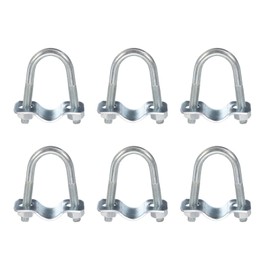 uxcell Round U-Bolts Pipe Clamp, 6pcs Fit 3/4"(20mm) to 3/4"(20mm) Double Pipe Clamp Pipe Buckle for Greenhouse Awning Frames Antenna Mast