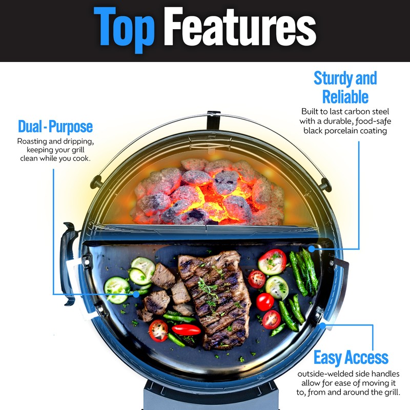SnS Grills Drip 'N Roast Pan 22", All-in-One Drip Pan,