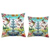 Nature's Serenade Fountain: Garden Delight Bird Bath Throw Pillow