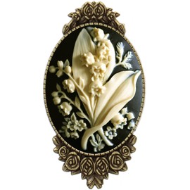 Yspace Flower Brooch Rose Decor Antique Brass Fashion Jewelry Pouch for Gift(Bellflower)