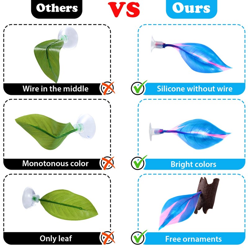 WILLBOND 2 Pcs Blue Silicone Betta Fish Bed Leaf Hammock