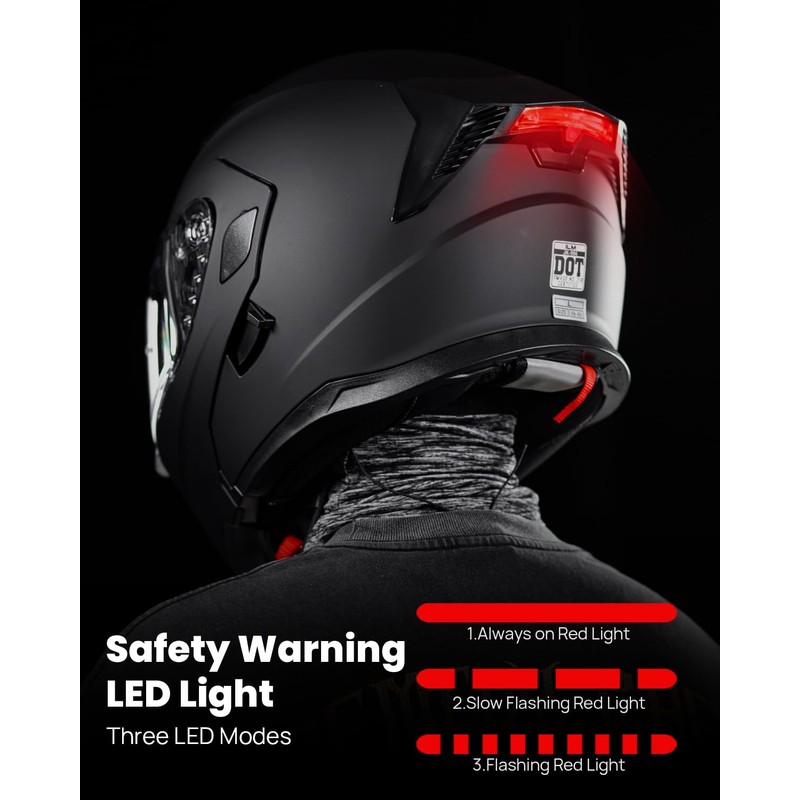 ILM Motorcycle Dual Visor Modular Flip up Full Face Helmet