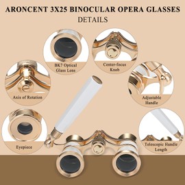 Aroncent Portable Binoculars 3x2.5 Magnification for Theatre Sports Concert Outdoor Camping Color Choice, Base Metal