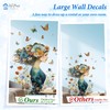 VePret Large Flowers Girl Wall Decals Peel and Stick, Floral