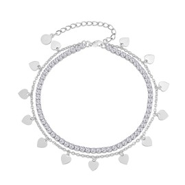 KRKC&CO 4/3 mm Women's Tennis Anklet, 14K Gold/White Gold/Rose Gold Coated Tennis Bracelet, Length Adjustable Foot Clip, Iced Out Anklet, Tennis Chain Anklet for Women Girls Gift, Stainless Steel,