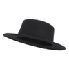 Black Fedora Flat Hat Classic Wide Brim Cap Panama Style