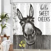 Emwnodti Funny Donkey Rustic Shower Curtain, Fun Cute Animal Farmhouse
