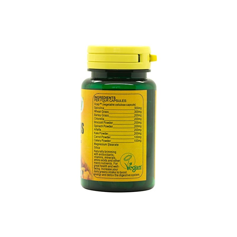 Veganicity SuperGreens 500mg Capsules : Superfood General Health & Well-Being