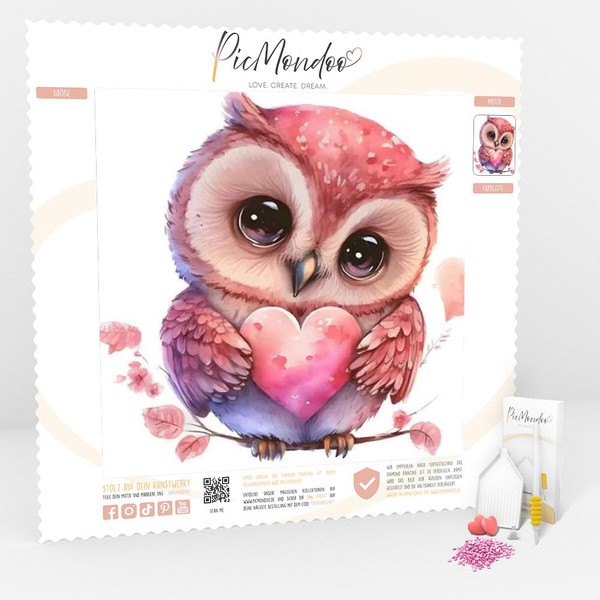 Picmondoo - Diamond Painting Pictures - Loving Owl - Diamond
