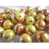 Big Game Toys~25 Glass Marbles Sun Iridescent Yellow/red Swirl Classic