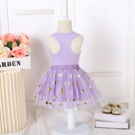 LYSMuch Toddler Little Girl's Birthday Outfits Princess Vest Sleeveless Shirt Mesh Tutu Skirt Clothing Set (Purple #1,7-8 Years)