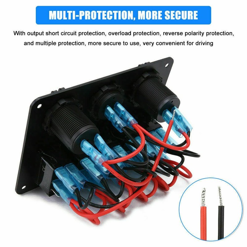 6 Gang 12V Switch Panel LED Light Rocker Circuit Breaker