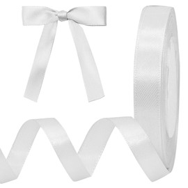 Luomorgo 1/2 Inch Satin Ribbon, 25 Yards White Satin Ribbon, Fabric Ribbon for Gift Wrapping, Flower Bouquet, DIY Craft, Sewing, Wedding, Birthday Party Decorations