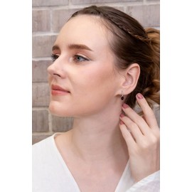 Red Earrings for Women Sterling Silver Cubic Zirconia 7x5mm Oval Leverback Huggie Genuine Garnet Earring for womenBridesmaids Prom Fashion Trendy