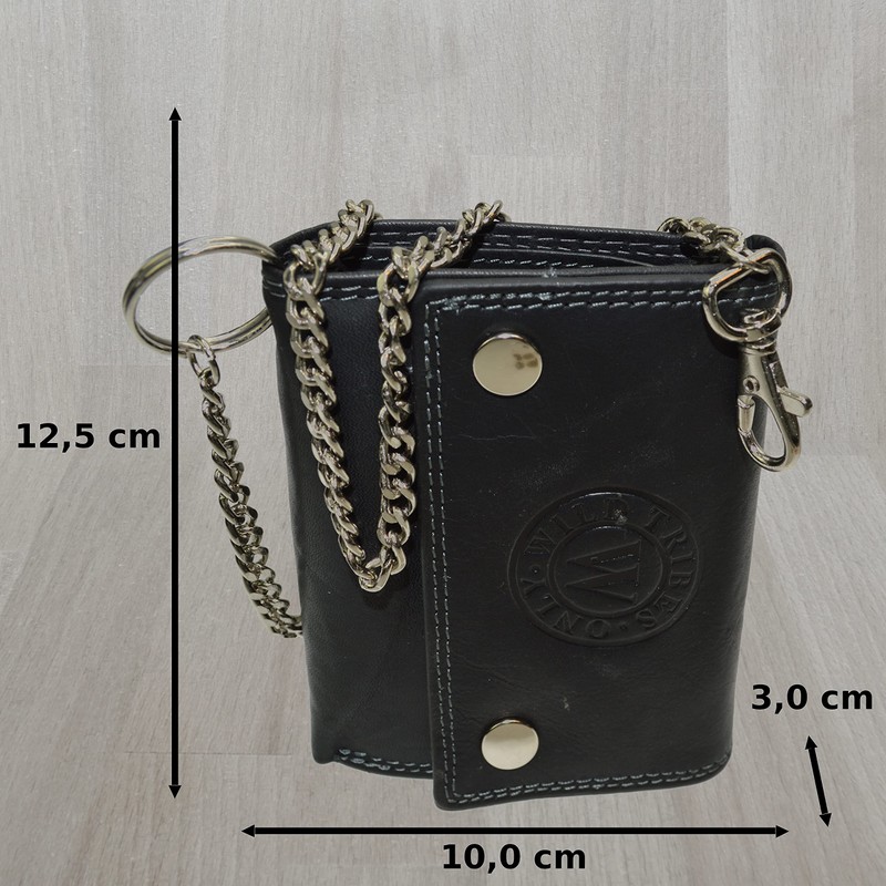 flevado Men's Wallet RFID Protection Trouser Chain Real Leather Portrait
