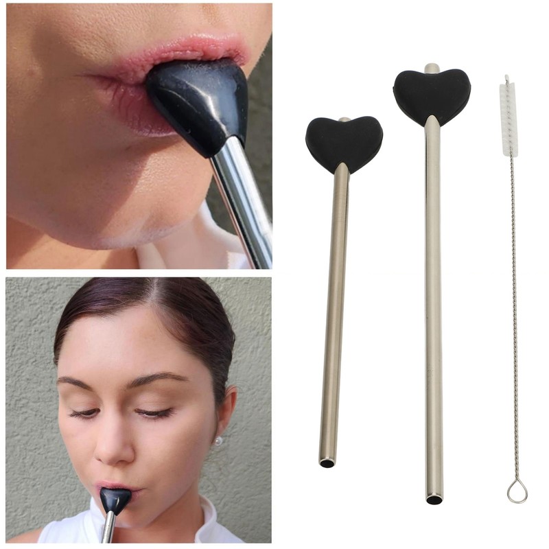 Anti Wrinkle Straw Stainless Steel Lip Line Prevention Straw Reusable