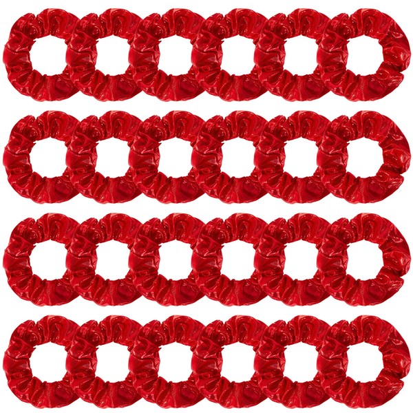 Pack of 24 Shiny Metallic Scrunchie Solid Scrunchies Red Hair Bobbles Hair Scrunchies Hair Scrunchies Accessories Elastic Hair Band Tie for Women Girls