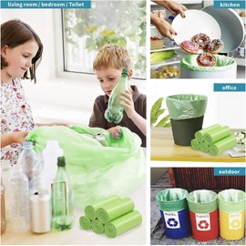 Biodegradable Trash Bags - 13 Gallon Durable Garbage Bag [100 Count], Perfect for Tall Trash Cans Green Thicken Recycling Bin Bags for Kitchen, Bathroom, Camping, Office, Car