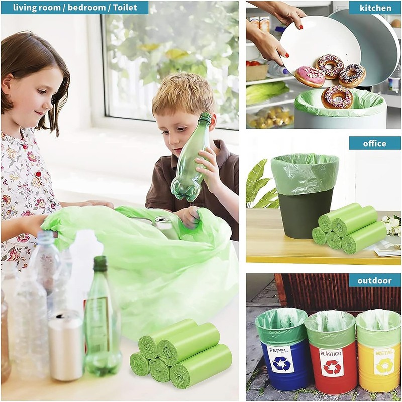 Biodegradable Trash Bags - 13 Gallon Durable Garbage Bag [100