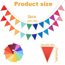 WUSJCOF 2 Stück Wetterfeste Wimpelkette für Outdoor, Einschulung Deko, Luftschlangen Regenbogen Deko, Girlande Geburtstag für Party, Festival, Spielturm und Spielhaus (Regenbogen)