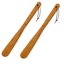 Xorim 2 Pieces Wooden Shoe Horn, Wood Shoe Horn for Seniors, Shoehorn, Long Handle, Comfortable Feel, Hygienic and Convenient, for Pregnant Women, the Elderly, Children, Men and Women