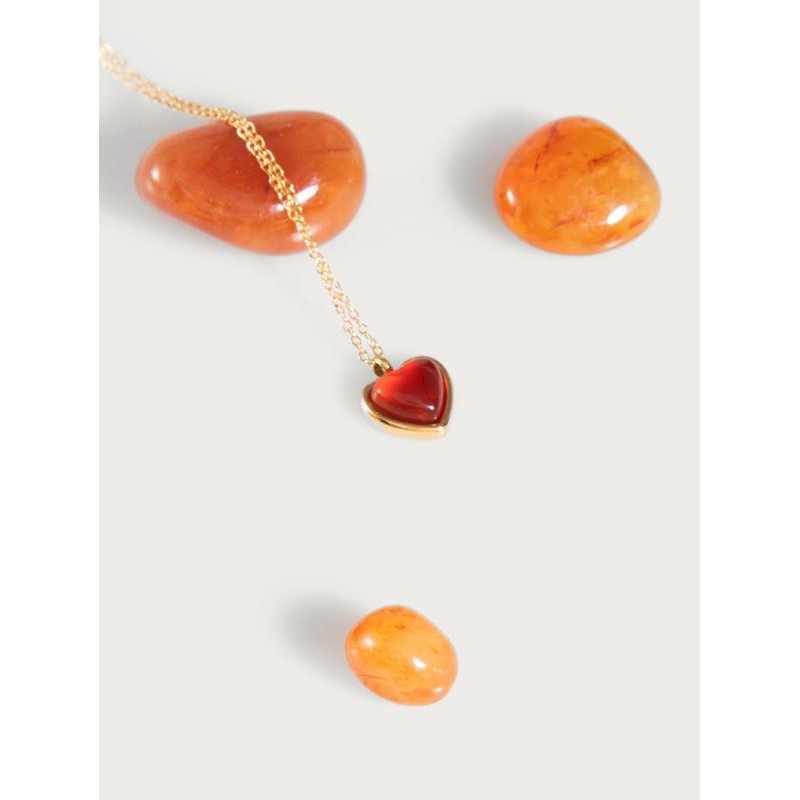 En Route Jewelry Carnelian Stone Heart Necklace in Silver -